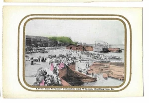 Postcard Levee and Steamer Columbia and Winona Burlington Iowa IA - Picture 1 of 2