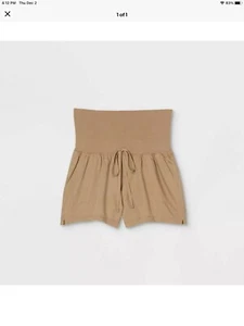 Isabel Maternity Women's Twill Maternity Pull-On Shorts - Khaki Nwt Small - Picture 1 of 10