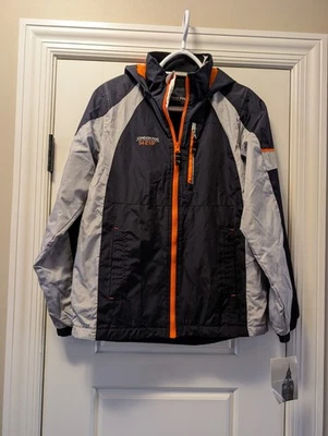 New London Fog 54E 18° Rain Jacket Kids Large 14-16 Blue Gray Hooded Full Zip - Image 1 of 4