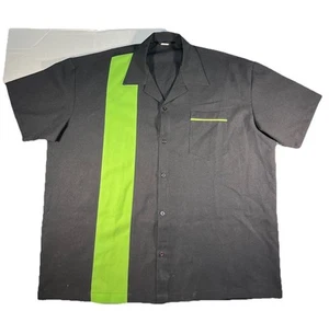 Be Retro Bowling Shirt Black And Green Button Up Lounge 3XL XXL Made In USA - Picture 1 of 7