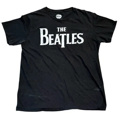 The Beatles Distressed Logo Men’s L Black T-Shirt Rock N Roll Concert Tee - Image 1 of 4