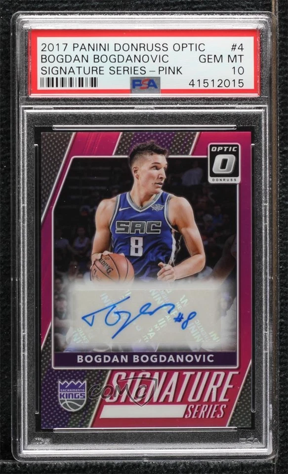2017 Donruss Optic Pink Prizm /25 Bogdan Bogdanovic PSA 10 GEM MT Rookie Auto RC - Image 1 of 2