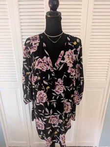 Blusa túnica romántica de chifón floral negra Harper Top tórrido para mujer manga 3/4 - Imagen 1 de 15