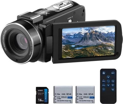 Video Camera Camcorder Full HD 1080P 30FPS 30MP, IR Night Vision Vlogging Cam... - Image 1 of 4