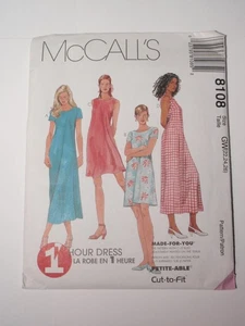 McCalls 8108 Size 22,24,26 Misses Dress in 2 Lengths Pattern UNCUT - Picture 1 of 3