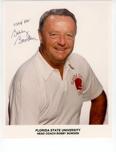 BOBBY BOWDEN Autographed 8x10 FSU Issued Photo Hall of Fame Coach SCALP EM! - Picture 1 of 2