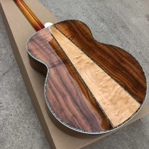 43 Inch Cherry Solid Spruce Acoustic Guitar Abalone Inlay Maple and Koa Body - Picture 1 of 8
