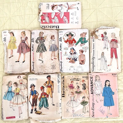 Vintage Pattern Lot Girls Simplicity McCalls Butterick 1940s 1950s 1960s - Image 1 of 2