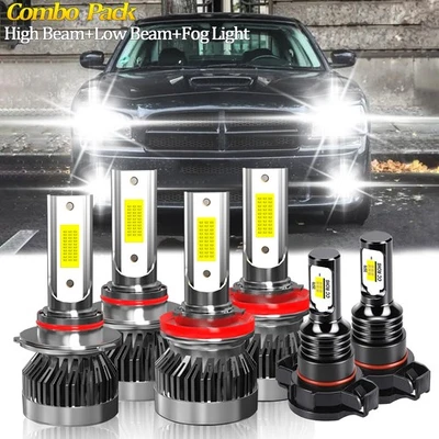 For Dodge Charger 2011 2012 2013 2014 - 6X LED Headlight Hi/Low+ Fog Light Bulbs - Image 1 of 4