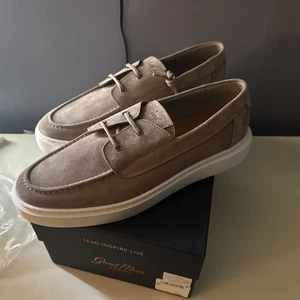 Good Man Brand Portland Boat Shoe Sand Tan Suede Italy Lace Up Men's Size 13 - Picture 1 of 6