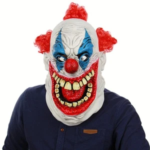 MASCHERA PAGLIACCIO ADULTO ACCESSORIO COSTUME HALLOWEEN FAT MC CLOWNFACE SPAVENTOSO MALE - Foto 1 di 5