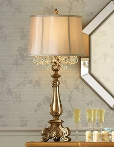 Dubois Traditional Console Table Lamp 37 1/4" Tall Antique Gold for Bedroom Home - Picture 1 of 10