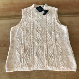 Crazy Horse Sweater Vest Women XL Pink Cable Knit Geometric Stretch Preppy - Picture 1 of 11