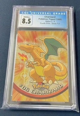 CGC 8.5 Charizard Pokemon Topps (1999) Series 1 Silver Foil 4th Print Free Ship - Image 1 of 2