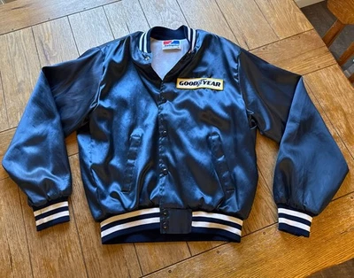 Chaqueta de Colección Años 80 Swingster Azul Satán Para Hombre Grande Parche Goodyear Foto 1 de 4
