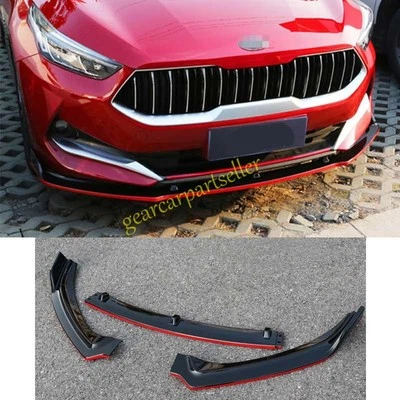 For Kia Forte K3 19-20-21 Black Red Front Bumper Lip Spoiler Bodykit Refit 3PCS - Image 1 of 4