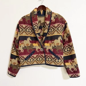 Vintage 90s New Identity Running Horses Tapestry Jacket Size S Western Cowgirl  - Bild 1 von 10