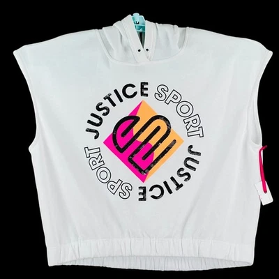 Sudadera deportiva con capucha recortada Justice Girls talla XLP 16/18 blanca manga gorra nueva sin etiquetas Foto 1 de 4
