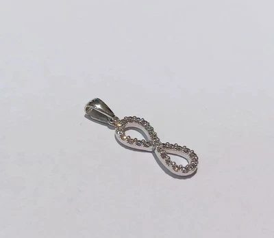 Ciondolo pendente infinito oro bianco 18 kt 750% con zirconi bianchi - Immagine 1 di 4