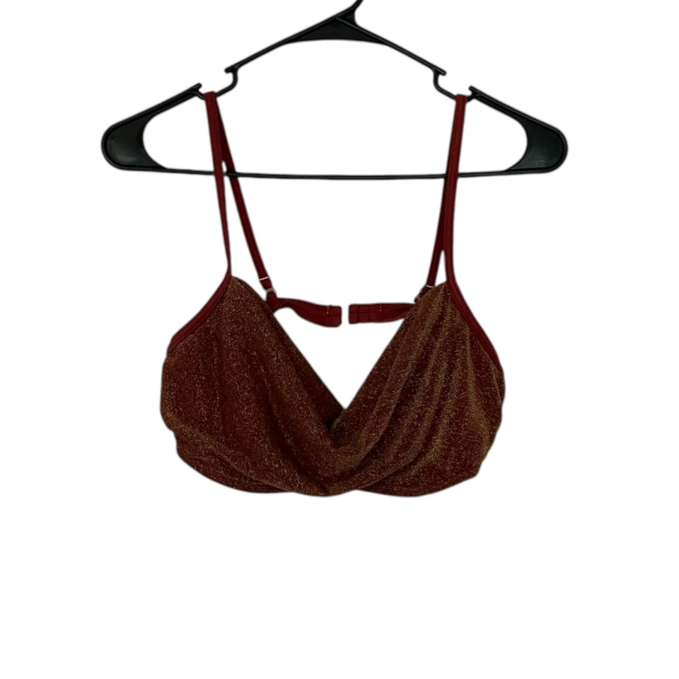 NWT Sun Streak by Newport News Bikini Top Size 12 Shimmer - Image 1 of 4