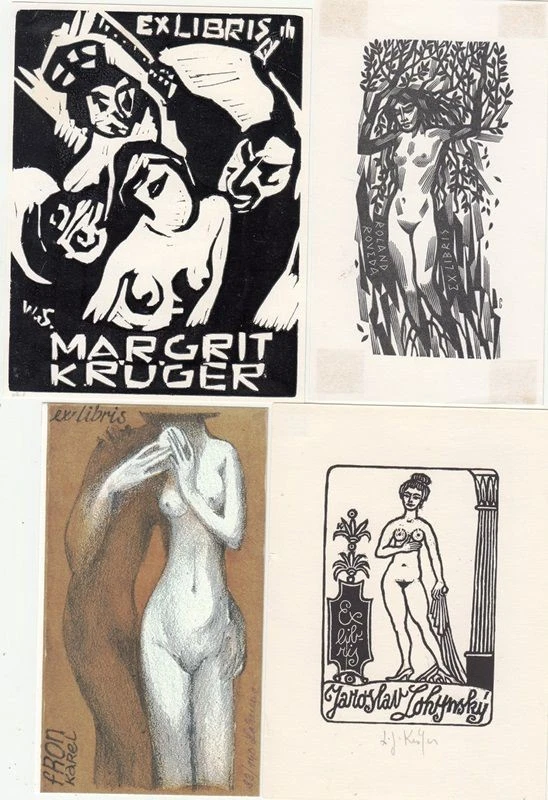 4 Exlibris Bookplate Konvolut Lot Erotik 4 Akt - Bild 1 von 1