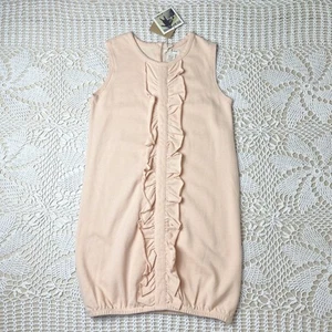 NWT Olive Juice Girls L 8/10 Apricot Ruffle Front Sleeveless Bubble Hem Dress - Picture 1 of 3