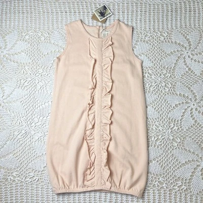 Nuevo con etiquetas Vestido Olive Juice Niñas L 8/10 Albaricoque Volantes Delantero Sin Mangas Dobladillo Burbuja Foto 1 de 3