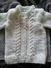  NEW HAND KNITTEDJUMPER KNIT IN WHITE SPECKLED CHUNKY YARN AGE 12 MONTHS