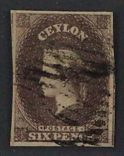 1912, CEYLON 6 y b, 6 P. dunkelbraun, SELTENE Farbe, sauber gestempelt, 750,-€