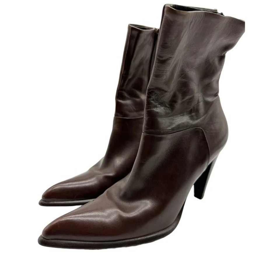 Max Mara Brown High-Waisted Leather Boots, Size 37 - Image 1 of 4