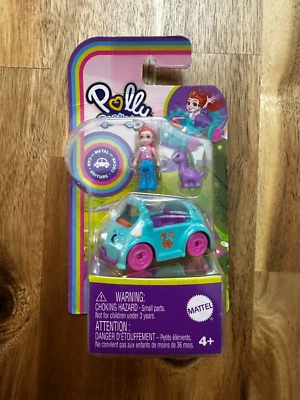 Polly Pocket Pollyville Single metal Vehicle with Mini Doll and Pet Dino Mattel - Image 1 of 2