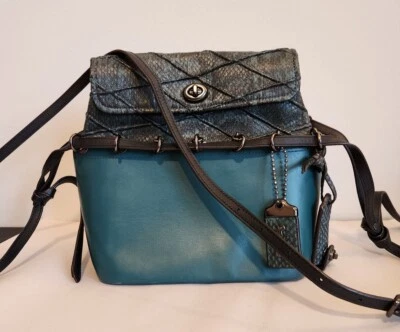Coach Roxie with Snakeskin Quilting, Runway Bag, Teal - Image 1 of 4