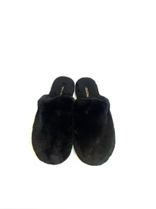 Michael Kors Black Fluffy Faux Fur Comfy Slippers Women Size 10-11 - Picture 1 of 11