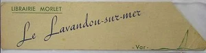 ANTIQUE BRAND PAGES ADVERTISING BOOKMARK MORLET BOOKSTORE au LAVANDOU SUR MER  - Picture 1 of 2