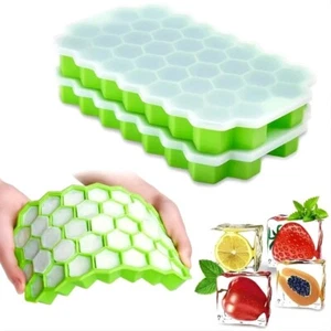 Ice Cube Tray With Lid Mould Honeycomb Shape Silicone Freezer - Picture 1 of 6