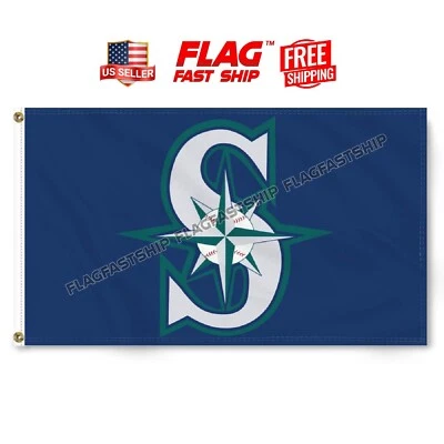 Seattle Mariners 3x5 ft Flag Banner MLB World Series Vintage FREE Shipping - Image 1 of 4