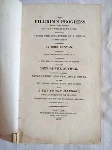 Pilgrim’s Progress John Bunyan 1822 Leather, Engravings by Westall. Publ in NY - Picture 1 of 12