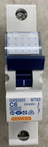 GEWISS GW92005, MCB, 1P, C Curve, 6A 230/400V - Picture 1 of 5