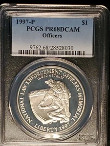 1997-P PCGS PR68 DCAM Officers Commemorative Silver Dollar - Picture 1 of 2