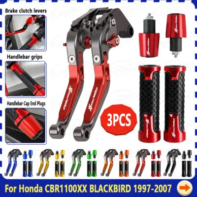 CNC Handle Grips Cap Brake Clutch Levers For Honda CBR1100XX BLACKBIRD 1997-2007 - Image 1 of 4