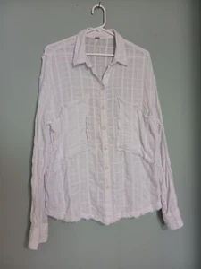 Camisa FREE PEOPLE Botón Frontal Talla M Relajada Semi Transparente Blanca Top Bolsillos - Imagen 1 de 9