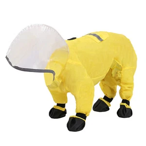 Dog Raincoat with Hood Waterproof Outdoor Pet Doggie Rain Coat Rain-wear Clothes - Picture 1 of 16