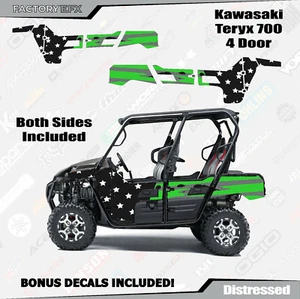 Kit de gráficos de carreras con bandera de EE. UU. verde se adapta a calcomanías de 4 puertas para Kawasaki Teryx 700 - Imagen 1 de 2