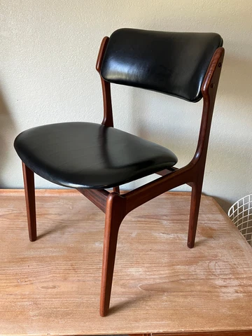 Danish Modern Rosewood & Black Leather Side Chair Model 49 by Erik Buch Cover