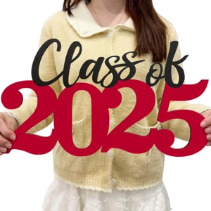 Class of 2025 Wooden Sign Graduation Decorations Red 2025 Graduation Photo Booth - Picture 1 of 12