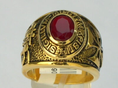 Knights Templar Masonic Mason 9x7 mm 1.80 Ct January CZ Garnet Men Ring Sz 7-15 - Image 1 of 4