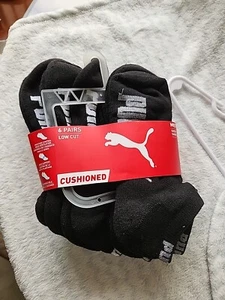 PUMA Mens 6 Pairs Pack Socks Low Cut Cushioned SZ 10-13 Shoe 8-12 Black Charcoal - Picture 1 of 8
