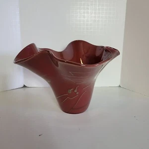 Modernistische mundgeblasene elegante 10" Taschentuch Glas Vase - Bild 1 von 5