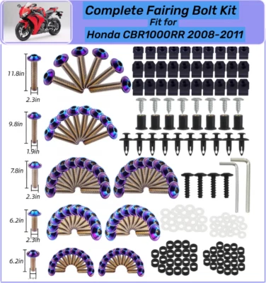 Kit completo de parafusos de carenagem de aço inoxidável roxo-azul para Honda CBR1000RR 2008-2011 - Imagem 1 de 4