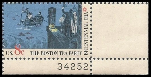 US 1483 Boston Tea Party Boat and Dock 8c plate single LR 34252 MNH 1973 - Image 1 of 1